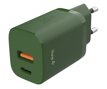 Ładowarka i akumulator Hune Ładowarka sieciowa GaN 20W USB-C + USB-A Forest Green